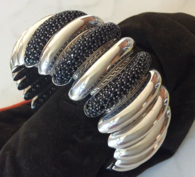John Hardy Sterling Bedeg Silver Lava Black Sapphires Flex Dome  Bracelet - Image 1 of 4
