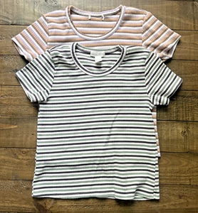 (2) Tillys Full Tilt Size M Stripe Multicolor 100% Cotton Shirt - Picture 1 of 2