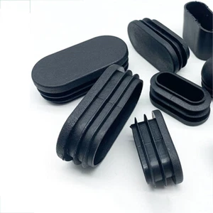 Oval Plastic Black Blanking End Caps Tube Pipe Inserts Plug Bung Steel 15~30mm - Picture 1 of 12