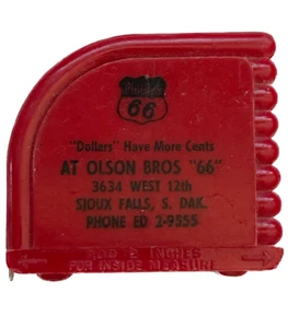Olson Bros Phillips 66 Sioux Falls, Id Vintage 70 in Red Plastic Tape Measure - Picture 1 of 4