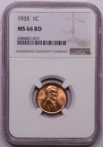 1935 LINCOLN WHEAT CENT NGC MS 66 RD - Picture 1 of 4