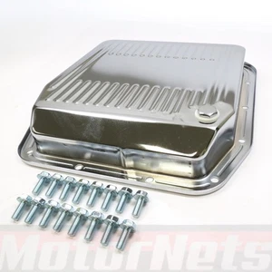 1980-1993 Ford A.O.D. AOD Transmission Pan with Bolts Mustang F150 Steel Chrome  - Picture 1 of 5
