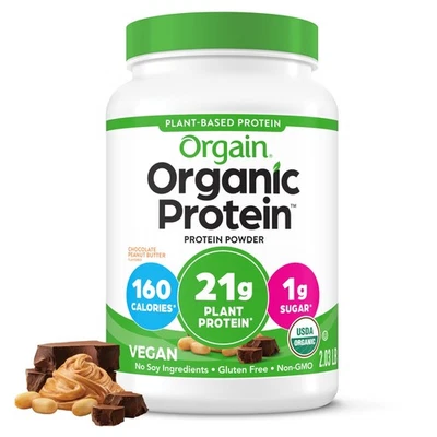 Organic Vegan Protein Chocolate Peanut Butter – 21g Protein, 6g Fiber, 2.03 lb - Image 1 of 4