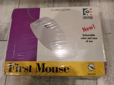 Vintage Logitech First Mouse PS/2 Wired Model #2046 For IBM Compatibles New Seal - Image 1 of 2
