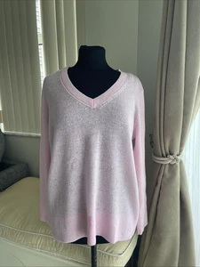 ALASHAN 100% KASCHMIR KLASSISCHER PULLOVER MIT V-AUSSCHNITT Rosa M - Bild 1 von 6
