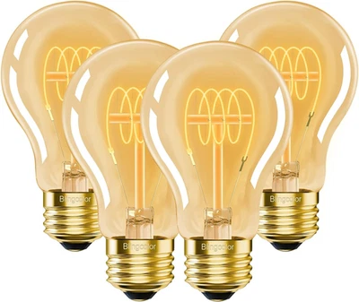 A19 Vintage LED Edison Light Bulbs 40 Watt, 4-Pack Dimmable A19 4W 2200K Amber W - Image 1 of 4
