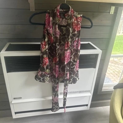 Blusa/top Etcetera para mujer de seda floral con volantes sin mangas, talla 2 multicolor Foto 1 de 4