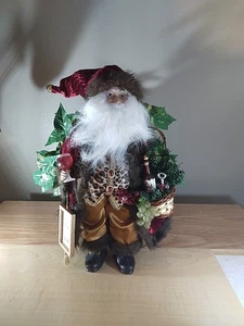 "Figura de Papá Noel Karen Didion Colección Crankewood con vino/cesta uvas 18""" - Imagen 1 de 15
