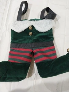 Jingles and Joy Two Bottle Wine Gift Bag Christmas Elf Feet Stocking Jingle Bell - Picture 1 of 3