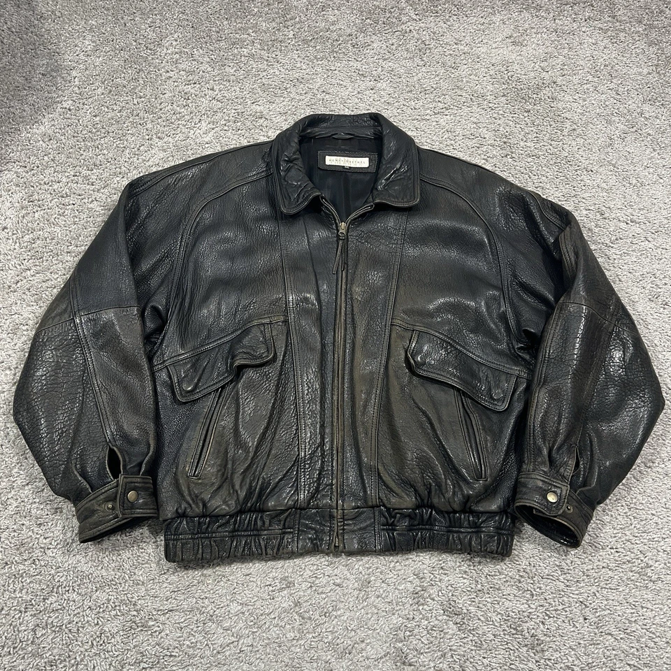 Jaqueta de voo vintage anos 80 Henry Grethel couro manteiga piloto bombardeiro masculina tamanho 44 - Imagem 1 de 4