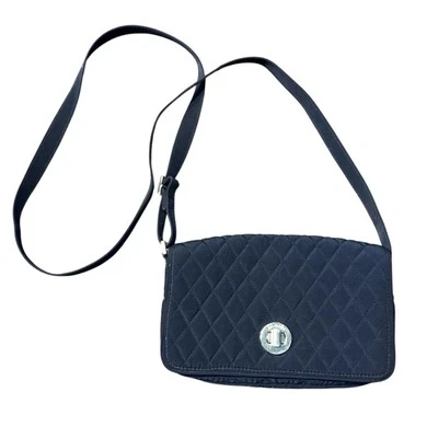 Vera Bradley Crossbody Shoulder Bag Microfiber Turn lock Navy Blue Organizer - Image 1 of 4