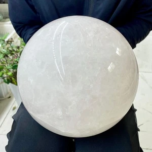16.82LB Large Natural White Crystal Clear Quartz Crystal Sphere Ball Healing - Picture 1 of 12