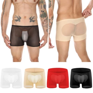 Men Trunks Boxer Briefs Shorts Ultra Thin See Through Sexy Underwear Breathable - Picture 1 of 30