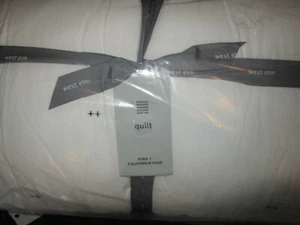 West Elm Criss Cross Stitch Quilt King quilt stone white midnight New  - Picture 1 of 3