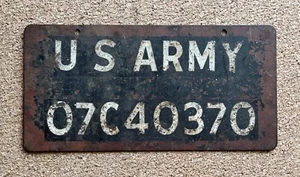 Vintage US Army Metal Identification Plate License Plate - Picture 1 of 15