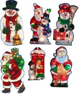 Windows Decoración de Navidad 20 Luces LED Santa y muñeco de nieve Silueta Grande - Imagen 1 de 15