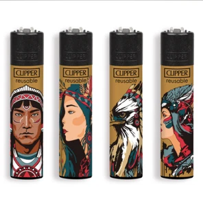 Accendini clipper large collezione completa INDIAN TRENDS 4 pezzi ricaricabile - Imagen 1 de 1