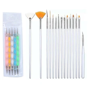 20 PIEZAS PINCELES ARTE EN UÑAS DISEÑO PINTURA PUNTOS BOLÍGRAFOS DETALLES PINCELES KIT, REINO UNIDO - Imagen 1 de 16