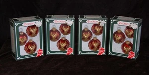 Christmas Kugelgruss Glass Ball Ornaments 3D Gold Angels RED Vintage MCM - Picture 1 of 3