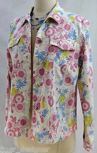 Pendleton stretch cotton FLORAL denim twill JACKET light button COAT Womens SZ M - Picture 1 of 9