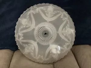 Antique Large 16" Frosted Glass Shade Flush Mount 1940s Ceiling Light Cover jA+1 - Picture 1 of 12