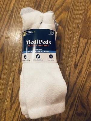MediPeds Health + Wellness Calcetines 6 Pares Diabéticos Acolchados Sin Fijamiento Crew XL Foto 1 de 4
