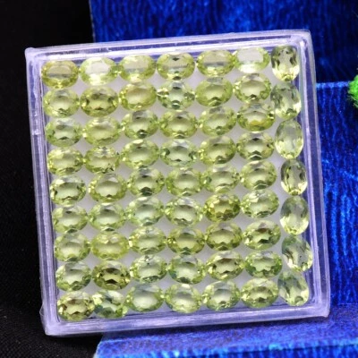 61 Stück VVS Natürlich Peridot Nicht Erhitzt Oval Facettiert Cut 4mm 3mm Lose - Bild 1 von 3