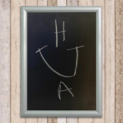 ALUMINIUM BLACKBOARD CHALK BOARD SILVER FRAMED OFFICE NOTICE MENU DISPLAY INFO - Image 1 of 4