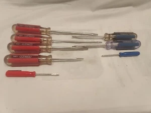 Vintage Stanley 8 Pc. Slotted Phillips Screwdriver Set. USA Red & Blue 5 &3 New - Picture 1 of 12
