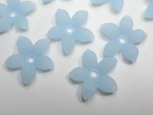 Blau Blume Perlen Matt 18mm Kappen Acryl Kunststoff 5 Blütenblätter - Qty 12