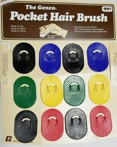 GENCO POCKET HAIR BRUSH 12 COUNT DISPLAY ASSORTED COLORS NEW