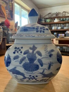 blau/weiß Transferware 9" bedeckt Topf - Bild 1 von 7