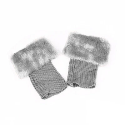 Mujer Invierno Calentador de Piernas Crochet Tejido Imitación Piel Borde Bota Calcetines Toppers Puño ♡ Foto 1 de 4