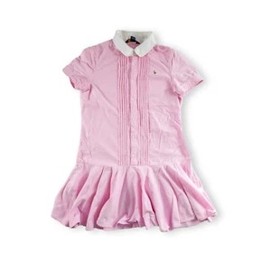 Polo Ralph Lauren Girls Oxford Shirtdress Pink Short Sleeve Collared Size 16 - Picture 1 of 17