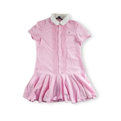 Polo Ralph Lauren Girls Oxford Shirtdress Pink Short Sleeve Collared Size 16 - Image 1 of 4