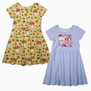 2 PACK Squishmallows Girls Dress Set 4 5 6 7 8 Outfit Summer Cotton Blend NWT - Picture 1 of 8