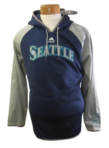 NWT Majestic Seattle Mariners Mens Colorblock Pullover Hoodie 2XL Navy MSRP$70 Cover