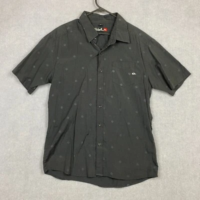 Quiksilver Shirt Mens Medium Large Black Short Sleeve Embroidered Logo Y2K - Image 1 of 4