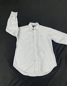 Ralph Lauren Boys Blue Striped Long Sleeve Button Up Shirt Size 10