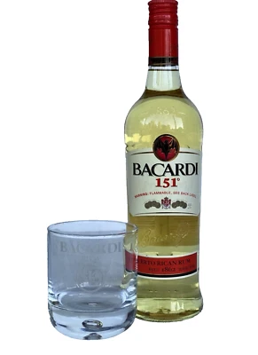 Bacardi Rum 151 Proof FLAMMABLE 75.5% Full Sealed 750Ml  🔥Hazmat🔥& GLASS! - image 1 of 4
