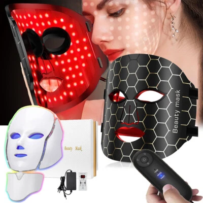 LED Face Mask Red Light Therapy 7 Color Photon Facial Skin Care Beauty Device  - Image 1 of 4