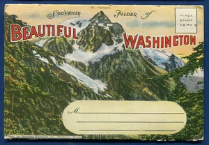 Schöne Washington Evergreen State Seattle Postkartenmappe ausklappbar PF659 - Bild 1 von 2