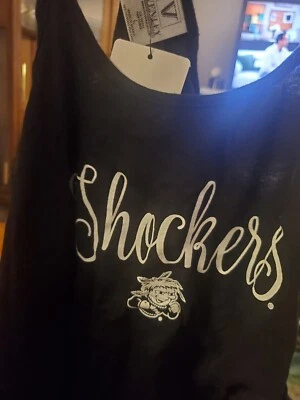 WICHITA STATE SHOCKERS -Venley NCAA Shirt Woman's Black Tank Top -Size L-NWT - Image 1 of 4