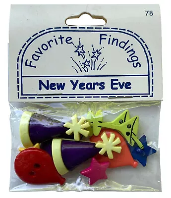 Buttons NEW YEARS EVE Novelty Assorted Pack Favorite Findings Blumenthal Lansing - Image 1 of 4