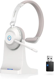 Wireless Headset with Mic for Work, Bluetooth Headset Mic Mute & USB Dongle,45H+ - Picture 1 of 11