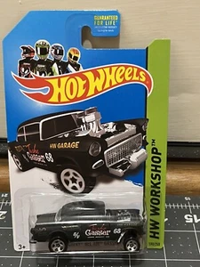 New For 2013 Hot Wheels 55 Chevy Bel Air Gasser 190/250 Flat Black Showroom - Picture 1 of 3
