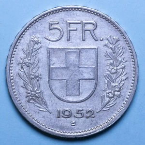SVIZZERA 5 FRANCHI 1952 QSLP RARA ARGENTO MONETA NUMISMATICA COIN SILVER SWISS - Foto 1 di 2