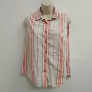 Eddie Bauer Top Damen Medium rosa blau weiß gestreift ärmellos adrette Damen - Bild 1 von 12
