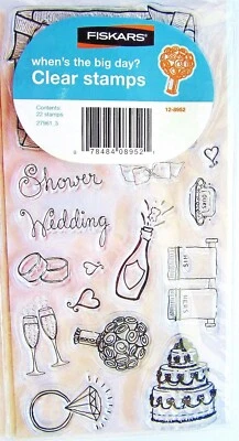 Juego de estampillas acrílicas transparentes When's the Big Day de Fiskars ¡NUEVO! Foto 1 de 2