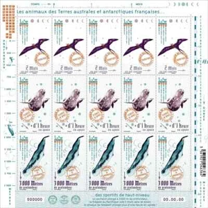 fsat 2024 taaf antarctic animals bird fregate sperm whale seal 5x3v mnh FULL SHT - Picture 1 of 1